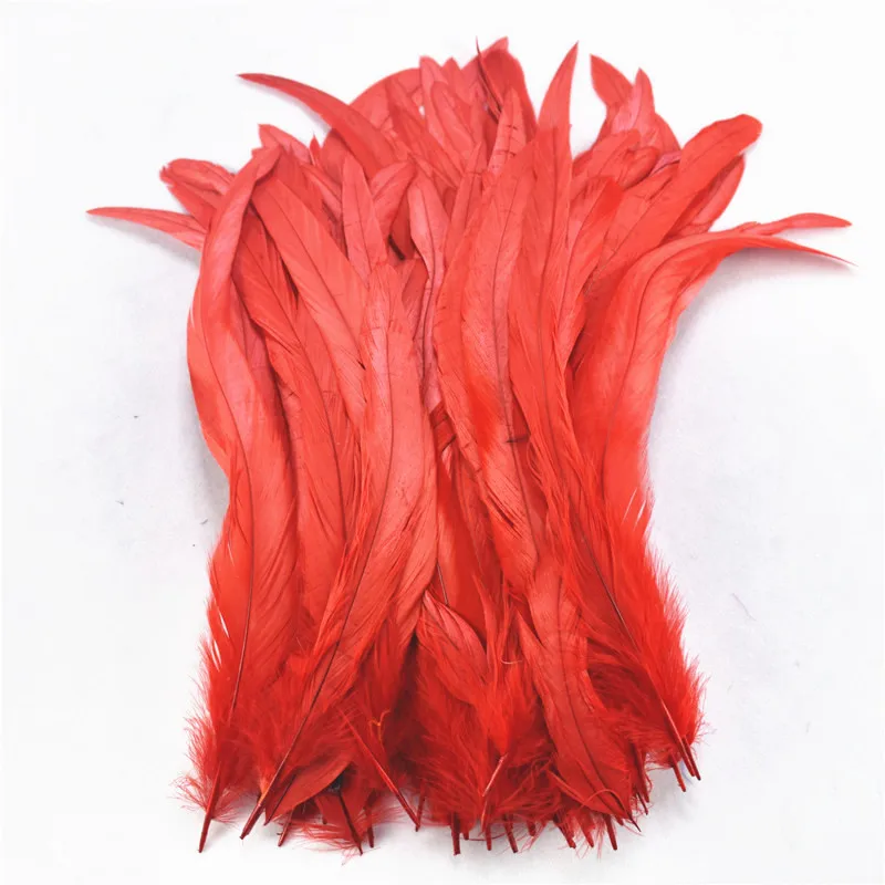 

100Pcs Natural Red Rooster Feather Rooster Tail Feather 25-30CM 10-12" Pheasant Feathers for Crafts Carnaval Assesoires Plumas