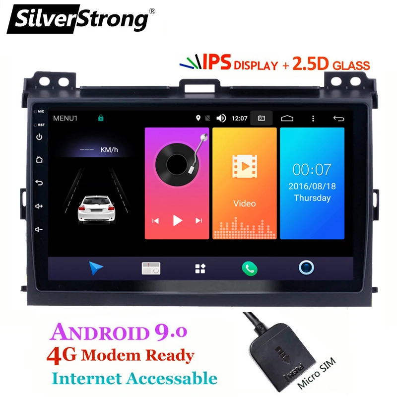 Perfect SilverStrong Android9.0 IPS 4G 9inch Car GPS Radio For Toyota Prado 120 Land Cruiser android9.0 IPS Prado120 for PIONEER/JBL amp 4