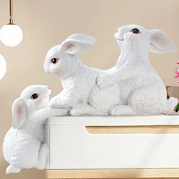 

European Rabbit TV Cabinet Decoration Three-piece Living Room Bedroom Crafts Resin Wine Cabinet Small Decoration Birthday Gift