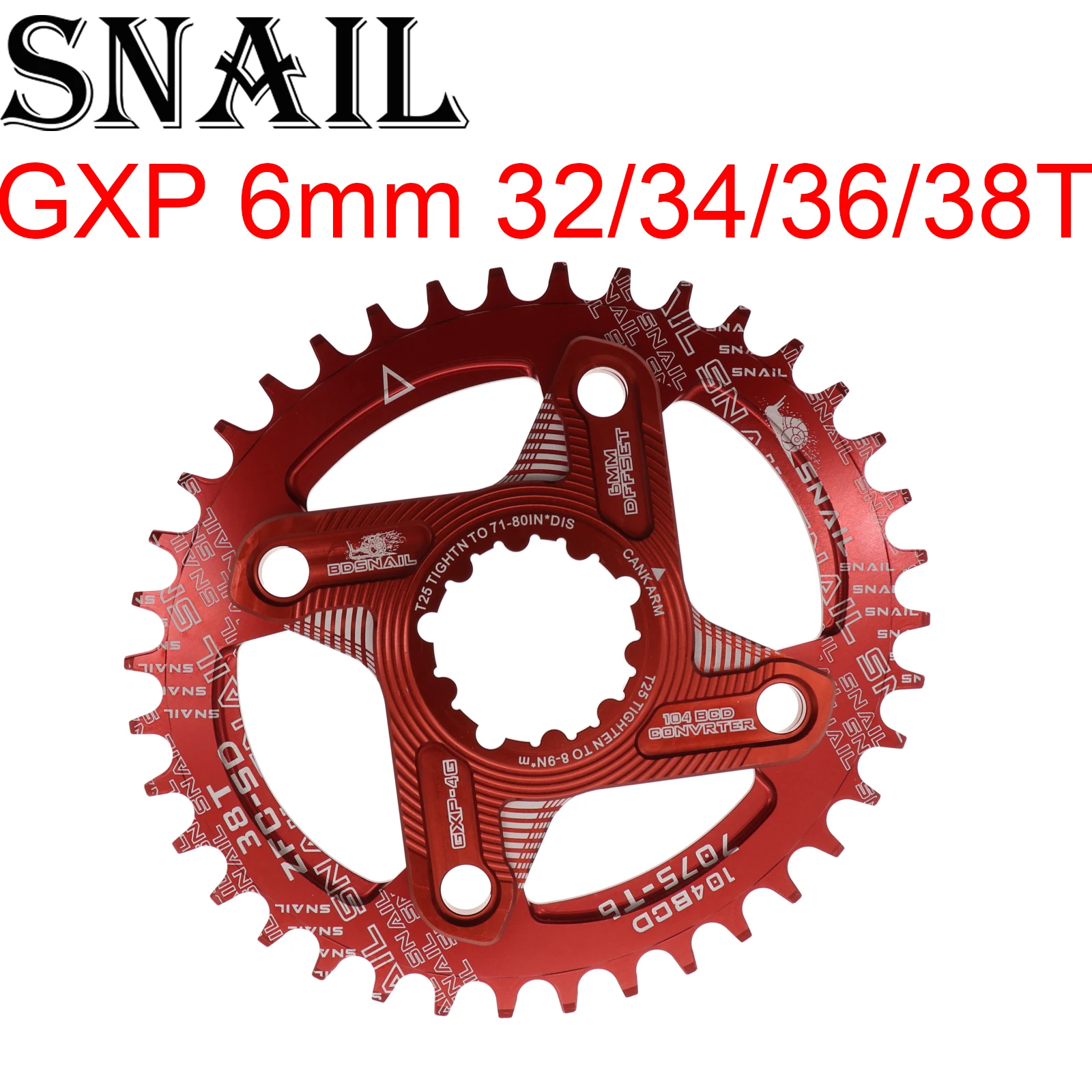 Улитка овальная Звездочка 6 мм офсетная XX1 Eagle X01 GX X1 X0 X9 для sram gxp DM 30T 32T 34T 36 38 MTB дорожный велосипед с прямым креплением