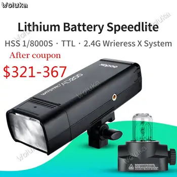

Godox AD200 200Ws GN 60 TTL High Speed Sync Flash Strobe Built-in 2.4G Wireless X System with 2900mAh Lithium Battery CD50 T03Y