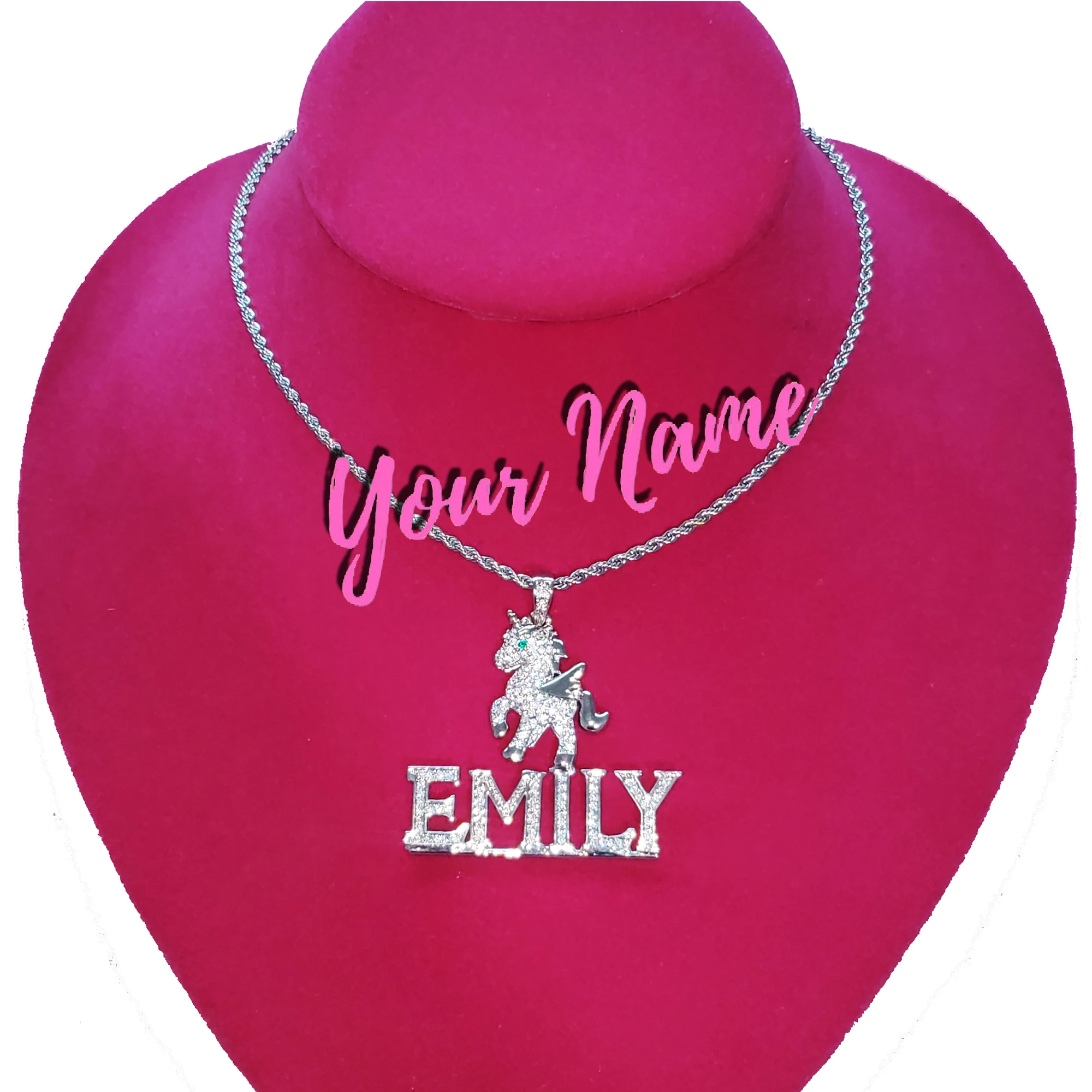 Necklace with Custom Name Plate, Bling Letters Necklace Personalized Name Jewelry, Personalized Gifts for  Girls, Birthday Gifts