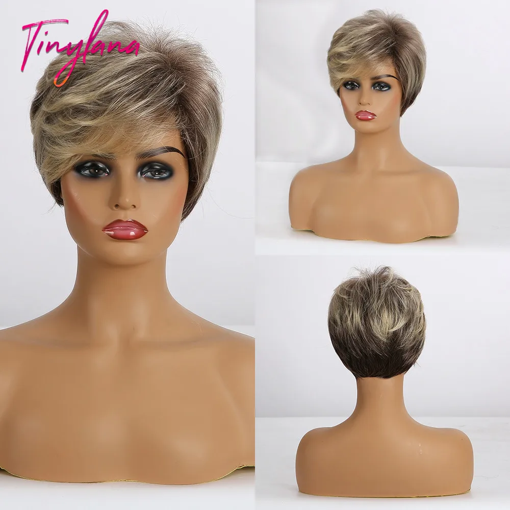 Женский парик из синтетических волос TINY LANA коричневый термостойкого волокна для