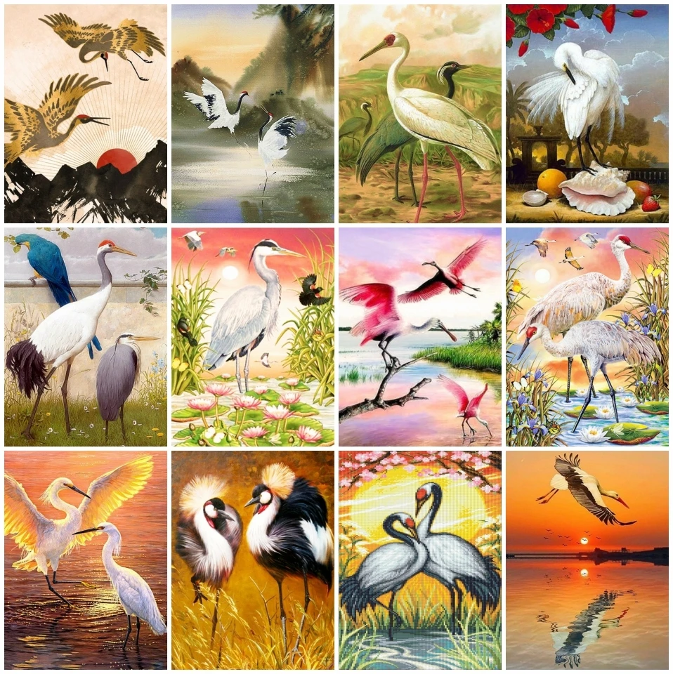 AZQSD Diamond Embroidery Crane 5D DIY Painting Animal Full Square Drill Picture Of Rhinestones Craft Gifts For Women | Дом и сад
