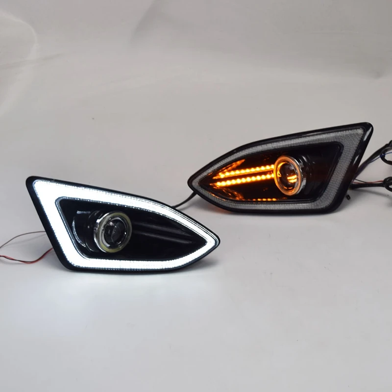 СВЕТОДИОДНЫЙ DRL Дневной ходовой светильник противотуманная фара с COB Angel Eye 12V автомобильный ходовой светильник s для Ford Edge