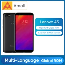 Мобильный телефон lenovo A5, 3 ГБ, 16 ГБ, глобальная ПЗУ, MTK6739, четыре ядра, 5,45 дюймов, 18:9, полноэкранный смартфон, сканер отпечатков пальцев, аккумулятор 4000 мАч