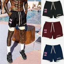 Pantalones cortos deportivos de doble cubierta para hombre, Bermudas de secado rápido para gimnasio, correr, entrenamiento, culturismo, novedad de verano