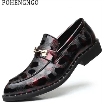 

New Men Dress Shoes Gentleman moccasins Glitter Men Leopard Grain Loafers Italian Luxury Groom Wedding Oxford Shoes zapatos
