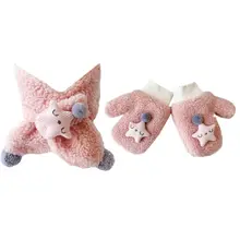 Новинка; Детский шарф; кашемировые перчатки из овечьей шерсти для маленьких девочек и мальчиков; шарфы с героями мультфильмов; варежки; R9UD