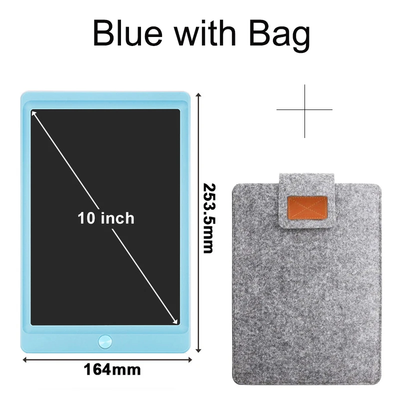 Blue With Bag ЖК-планшет для письма, 10 дюймов, электронная цифровая Электроника, графическая доска для рисования, коврик для рисования с стилусом, ручка в подарок, искусство для детей - Цвет: Blue With Bag