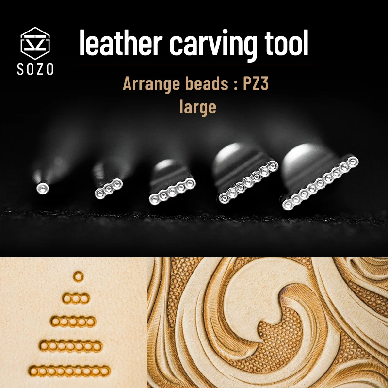 SOZO PZ3 Leather Carving Tool Bar Grounders 1/3/5/7/9 Hole Craft Embossing Stamps Saddle Making 304 Stainless Steel leather tool,carving tool