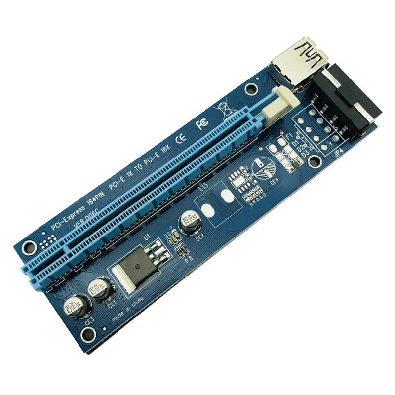 10 шт. PCI-E Райзер-карта PCI Express VER 006C от 1x до 16x USB 3 0 SATA 4Pin IDE Molex Power для майнера BTC |