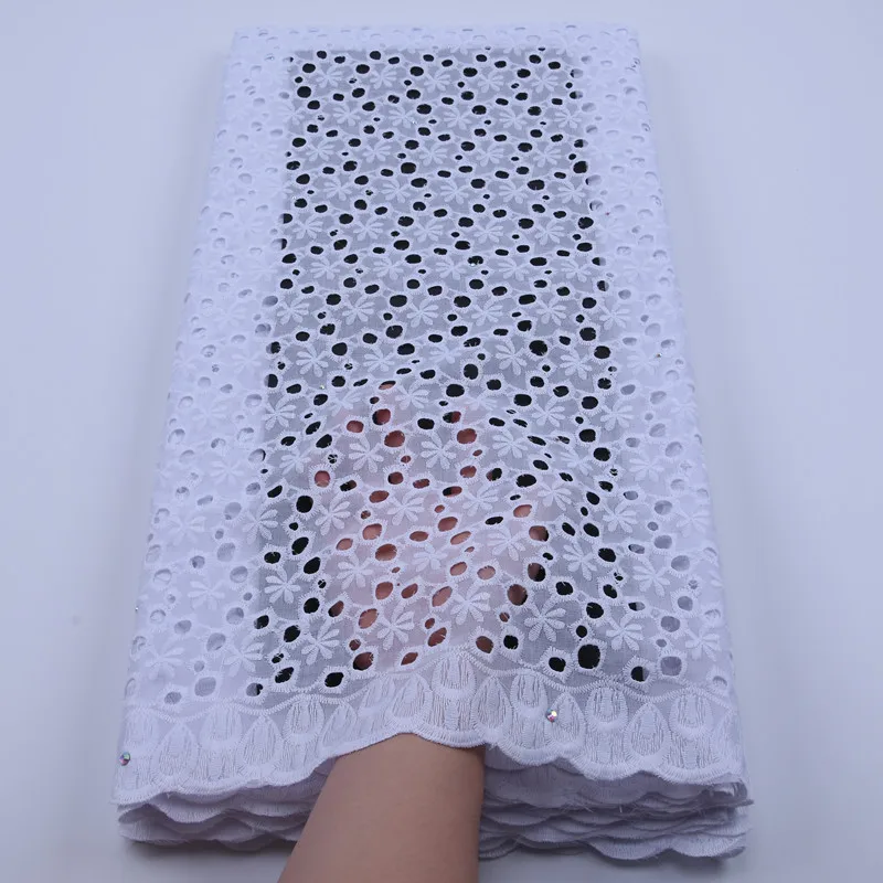 

Pure White African Dry Lace Fabric Holes Design High Quality Swiss Voile Lace Switzerland African Tulle Lace For Man Women 1751