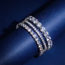 3 мм/5 мм S925 Стерлинговое Серебро 1 ряд CZ камень теннисная цепь для женщин мужчин браслеты с подвесками хип хоп Bling Ice Out Rapper ювелирные изделия