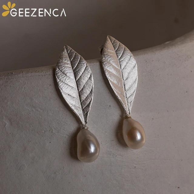 $US $66.30 925 Sterling Silver Jewelry High-end Stud Earrings for Women Natural Leaf Pearl Simple Earring Fashion Cute Gift Original Design