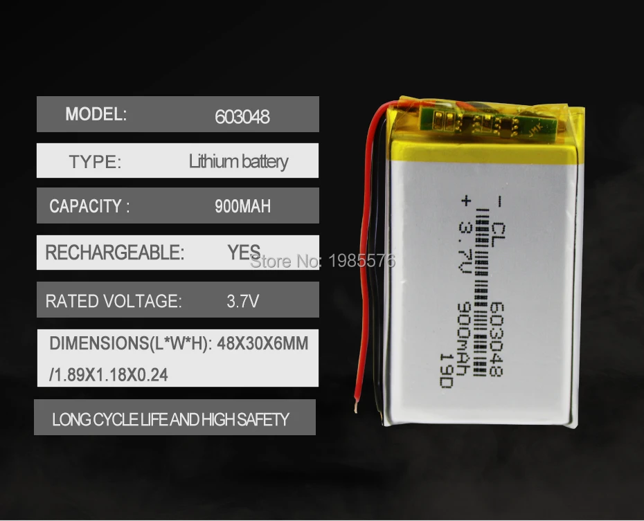 3,7 в 900 мАч перезаряжаемая батарея 603048 литий-полимерная литий-ионная батарея для Светодиодный светильник DVD gps MP3 MP4 MP5 PDA psp power bank