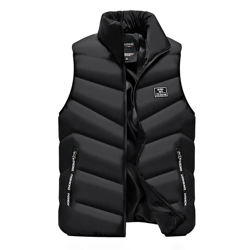 

2019 Winter Vest Men Thick Waistcoat Windbreak Casual Quality Solid Slim Fit Sleeveless Jacket Brand Clothing M-4XL