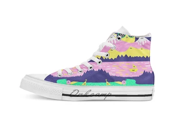 

Happy Lake breathable Casual High Top lace-up Canvas shoes sneakers Drop shipping