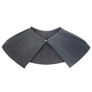 

Women Fan-Shaped Pleated False Collar Solid Color Decorative Blouse Shawl Cloak