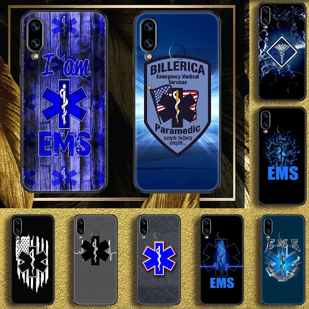 ems Medical Rescue EMT Phone case For Huawei Honor 6 7 8 9 10 10i 20 A C X Lite Pro Play black 3D bumper pretty funda silicone | Мобильные