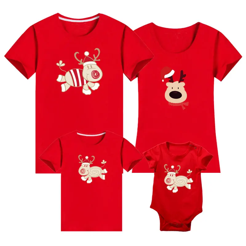Daddy Mommy Kids Baby New Family Christmas Matching Clothes Short Sleeve Casual For Father Mother and T-shirt Rompers | Мать и ребенок