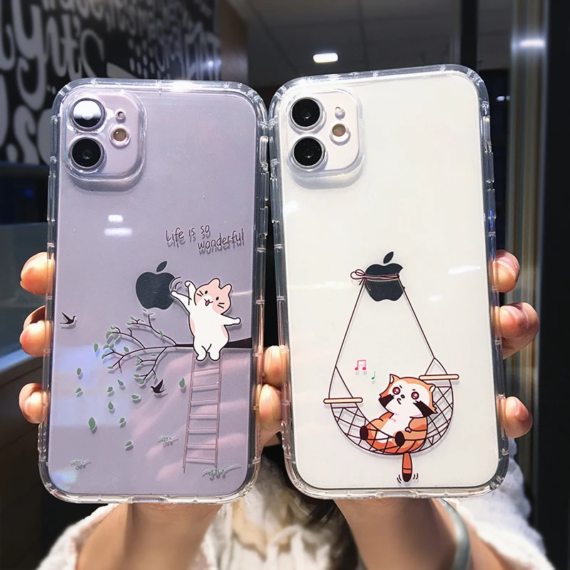 Cute Cartoon Animal Cat Clear Phone Case For Iphone 14 Pro Max 13 12 11 X Xs Xr 7 8 Plus Mini Funny Transparent Soft Back Cover Phone Case Covers Aliexpress