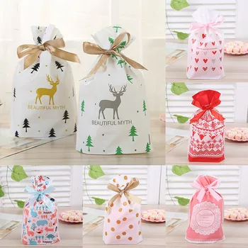 安い 10 個クッキースナックキャンディバッグクリスマス誕生日パーティー用品 Diy デザートギフトパッケージ食品ビスケット巾着袋 15*23 センチメートル