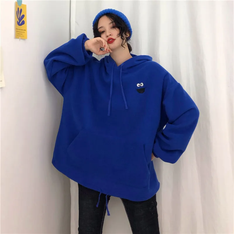 ELMO Embroidery Hoodies Pockets Oversize Sweatshirts