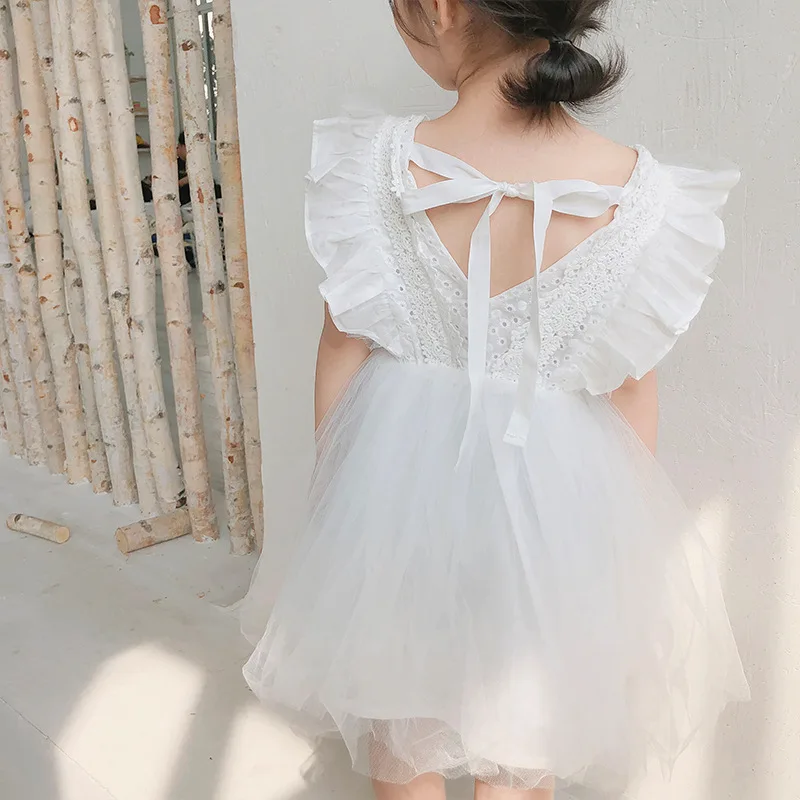 Girls Summer Lace Backless Party Dress