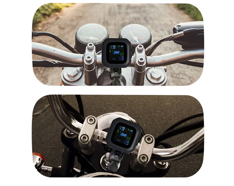 Waterproof M3 Motorcycle Tire Pressure Monitoring System Sun Protection LCD Display 2 External WI Sensor Motor Tyre Aotu Alarm