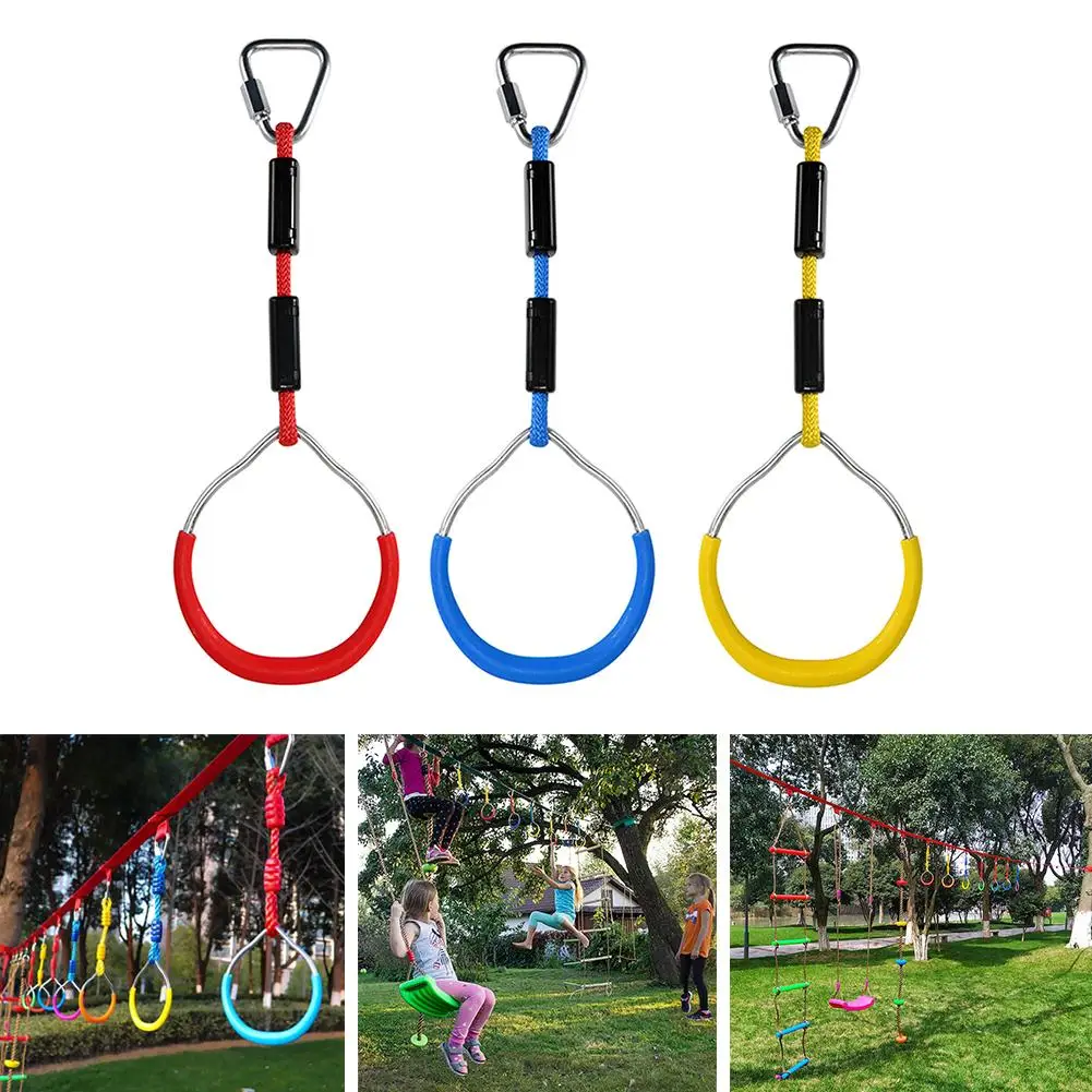 

Swing Bar Rings Colorful Backyard Outdoor Gymnastic Ring Ninja Obstacle Course Kit Outdoor For Children Camping Keyring