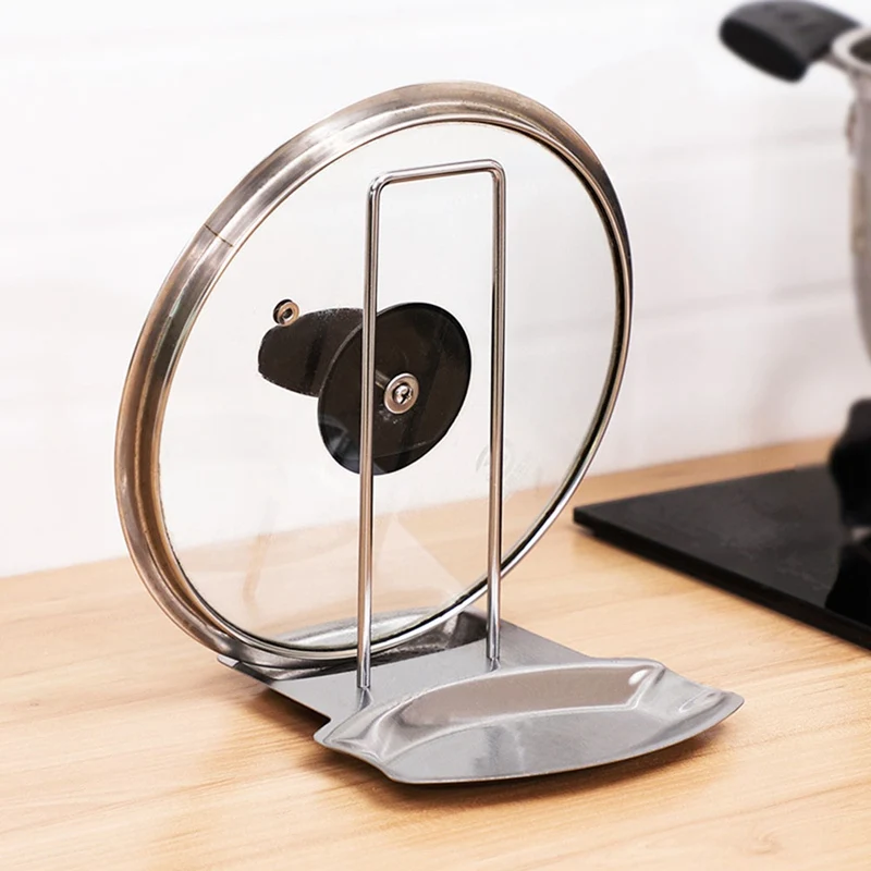 1Pcs Kitchen Accessories Stainless Steel Pot Lid Shelf Kitchen Organizer Pan Cover Lid Rack Stand Sponge Spoon Holder Dish Rack