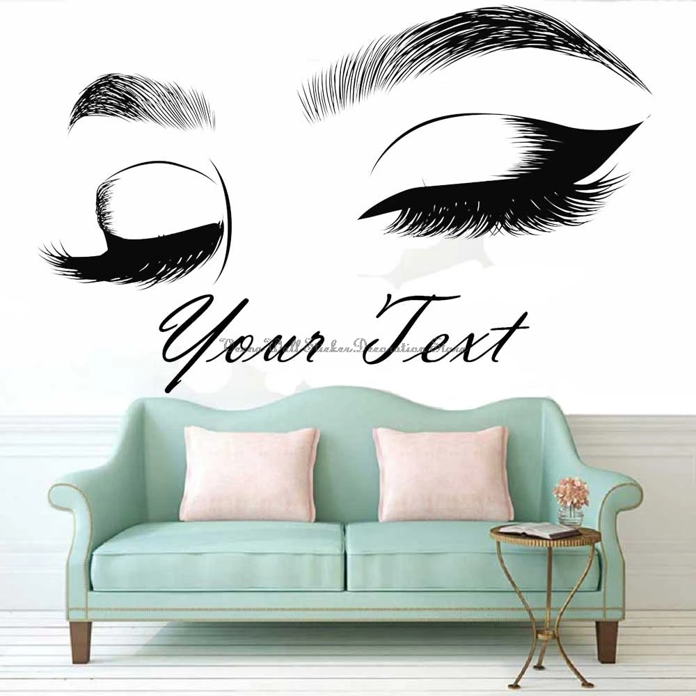 Customize Your Text Eyelashes Vinyl Decals Eyelash Wall Stickers