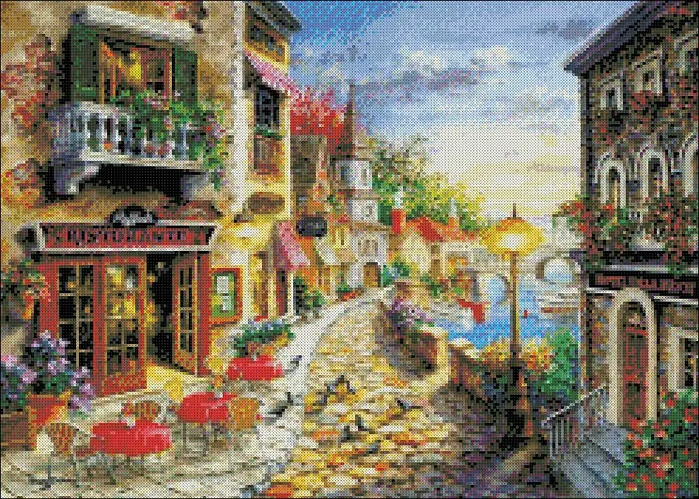 Harb town scenic Moge алмазная живопись Полный Круглый DIY клейкие шарики вышивка крестиком 5D простая домашняя декоративная