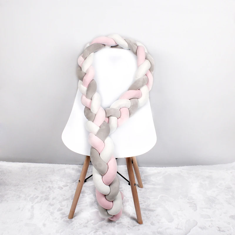 2.5M 3M Length Knot Newborn Bumper Long Knotted Braid Pillow Baby Bed Bumper in the Soft Crib Infant Room Decor
