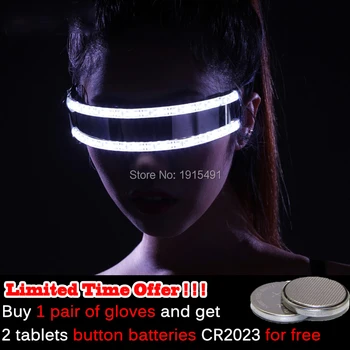 

Hot Sale Flashing Rave LED Light Party Glasses LED Strip Sunglasses for Festival Party Gifts 6 colors select Powered by CR2023