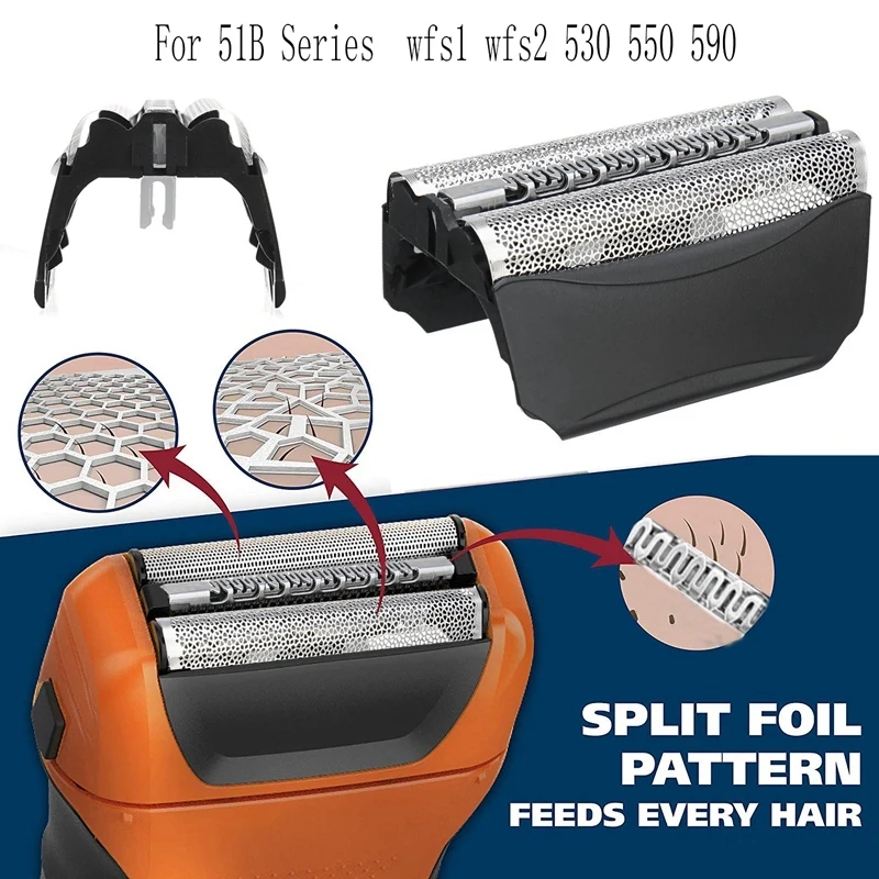 

Male Shaver Replacement Blade Foil Head Razor Head Foil Beard Cleaning Accessories Black, for Braun Series 5 51B 8000 Series Con