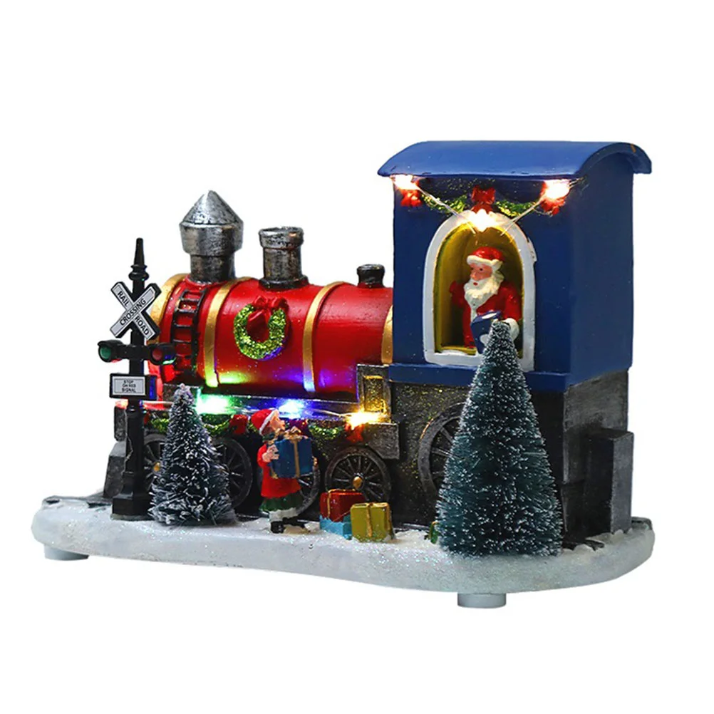 1Pc Colorful Light Train Adornment Home Christmas Decoration Safe Kids Plaything | Дом и сад