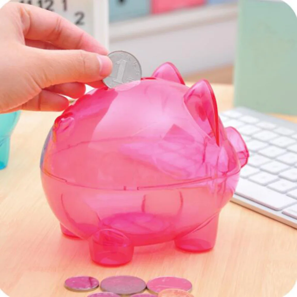 Мультяшный поросенок коробка для экономии денег прозрачные пластиковые монеты