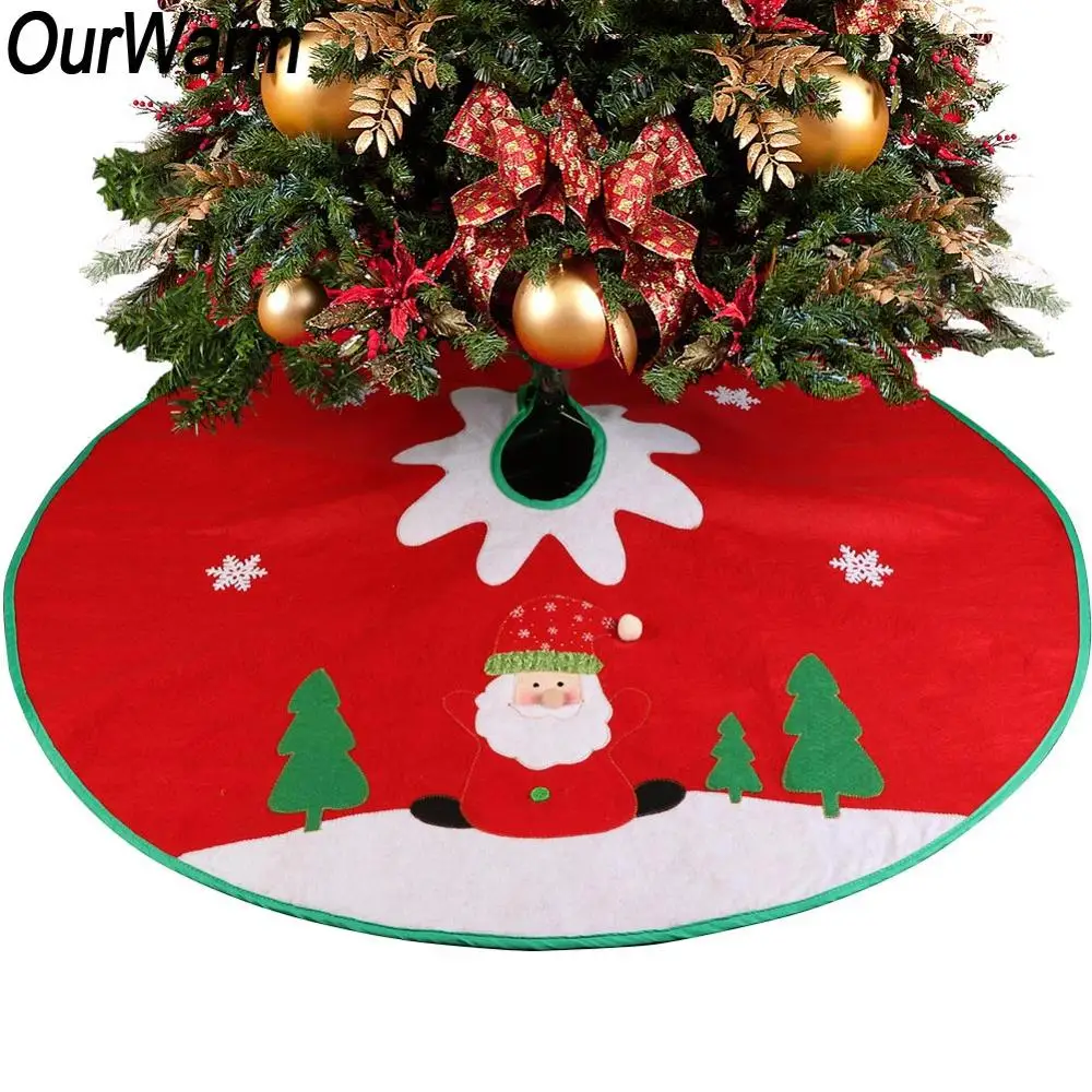 

OurWarm 90cm Non-Woven Christmas Tree Skirt Christmas Decorations Tree Santa Decoration for Home Xmas Tree Skirt New Year