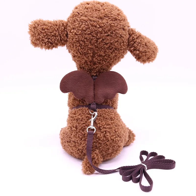 Pet traction rope I-shaped angel chest back wings traction rope pet supplies small and medium dog chain - Цвет: Brown
