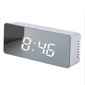 

New 2019 LED Digital Mirror Alarm Clock Snooze Table Clock Wake Up Light Electronic Large Time Temperature Display Home Clock
