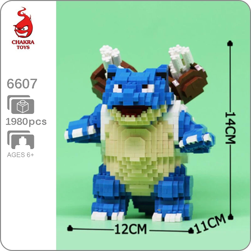 

CHAKRA Cartoon Animal Blastoise Blastoise Building Block 3D Model Small Blocks Mini Diamond Brick Building Toy for Children Boys