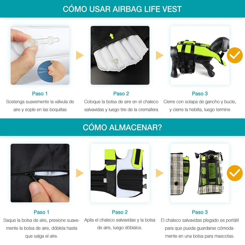 SEWS-Dog Life Jacket - Folding Dog Life Vest, Portable Airbag Dog Swimming Jacket Vest