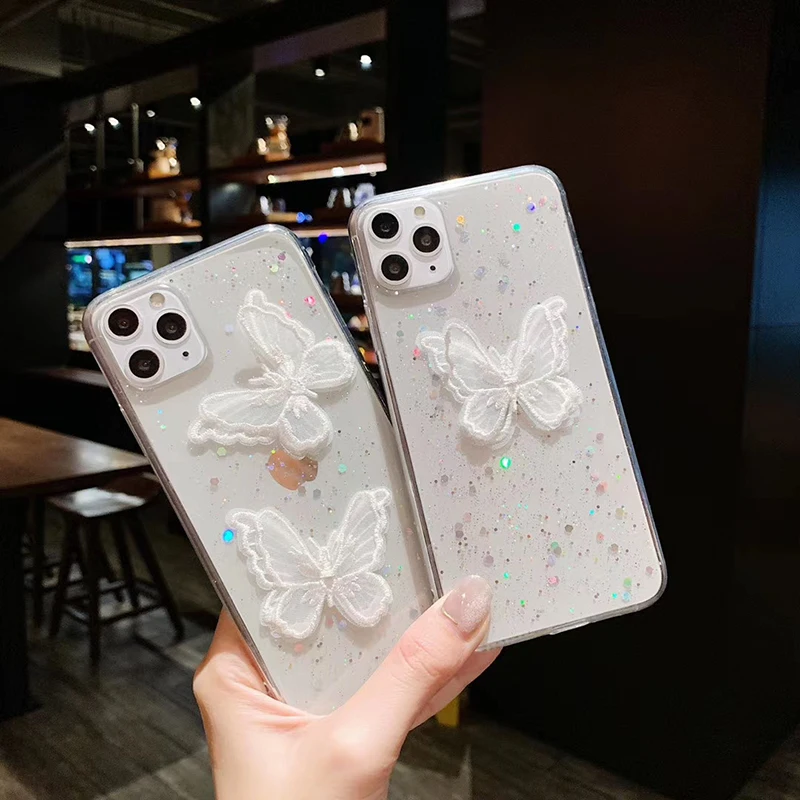 Роскошный Блестящий Мягкий Силиконовый 3D чехол с бабочкой для телефона appple iphone 7 8