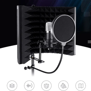 

Foldable Professional Microphone Filter Acoustic Studio Recording Noise Reduction Isolation Shield Accessories Soundproof