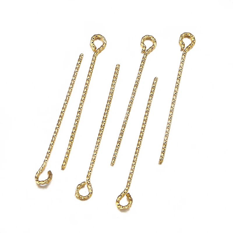 

10pcs Copper Genuine Gold Plated Engraving Flowers Strips 30mm 9-Word Needles For DIY Jewelry Making Earrings Charms Accessories