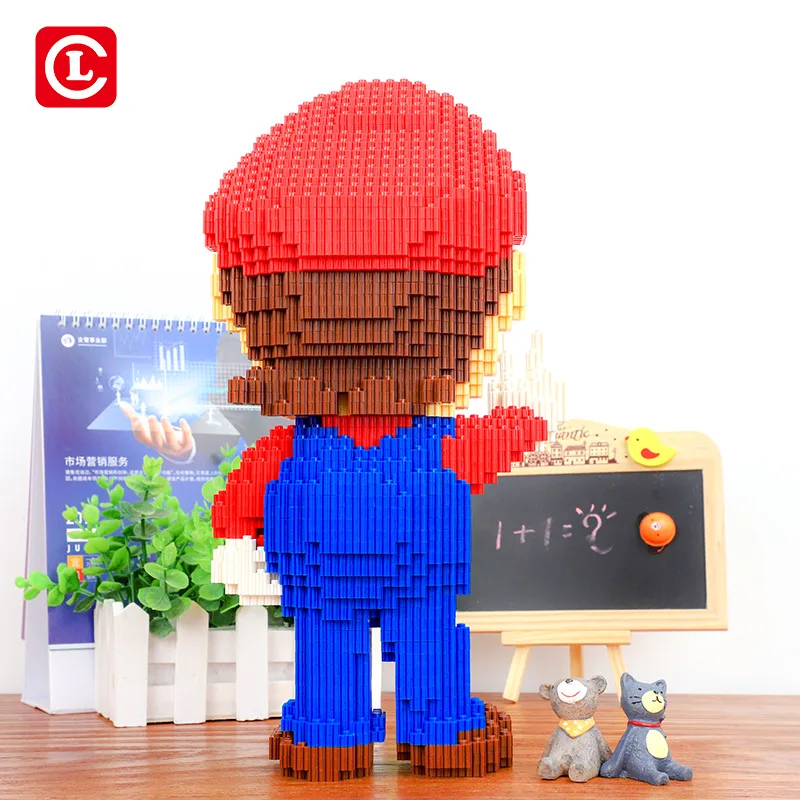 LC 66006 игра Супер Марио победный Красный Марио 3D модель DIY мини микро строительные блоки кирпичи игрушка для детей 32 см высота без коробки