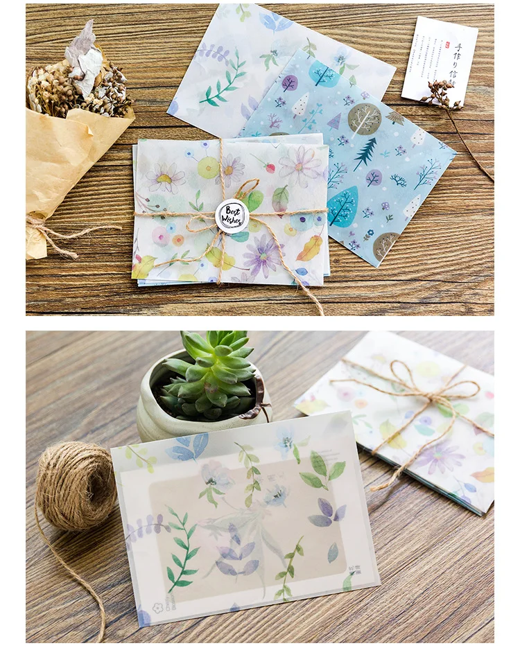 3 конверта/упаковка новинка цветок и Природа серии пергамент бумажный конверт для подарка корейские канцелярские принадлежности