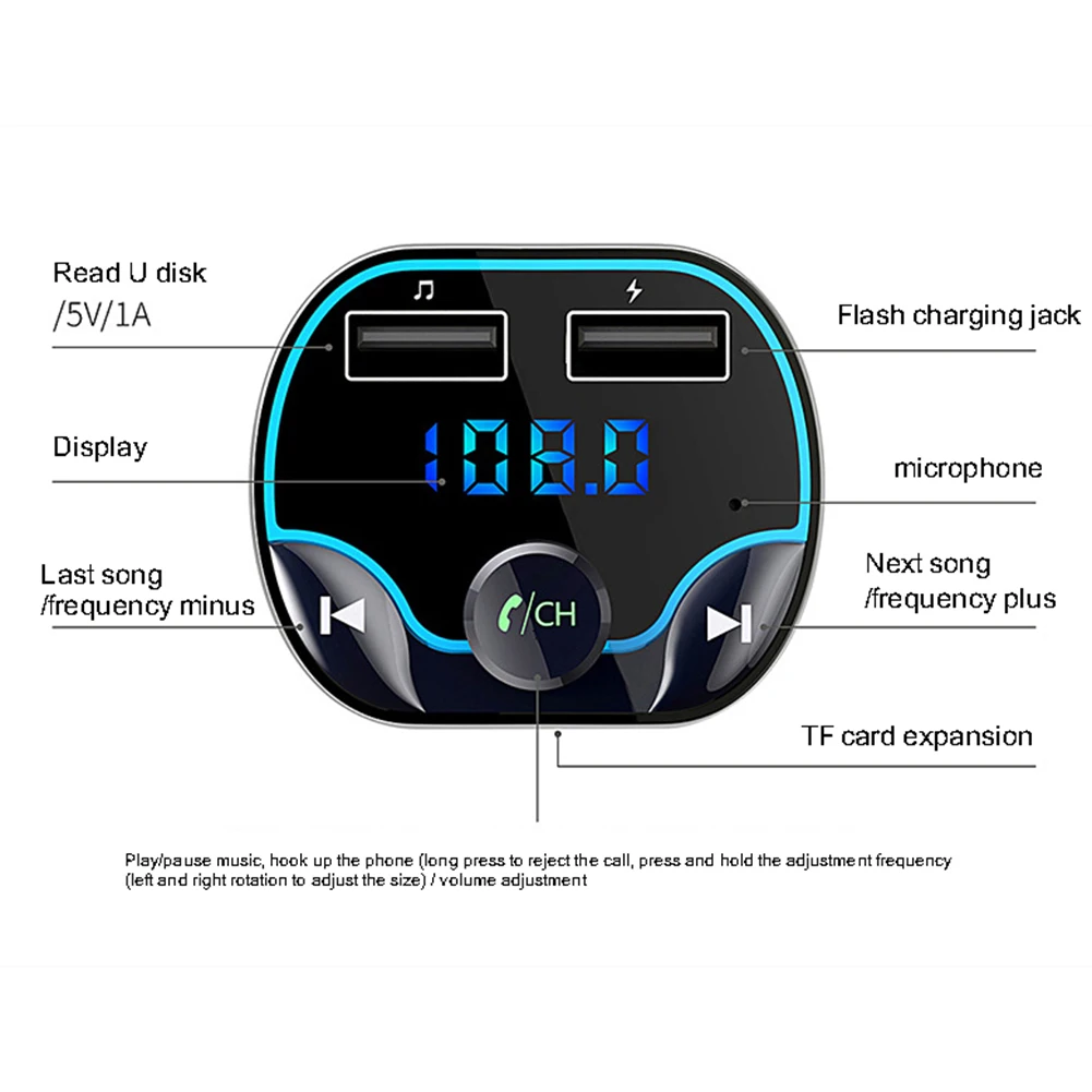 Два usb-порта Bluetooth громкой связи Автомобильный MP3-плеер телефон зарядное устройство fm-передатчик